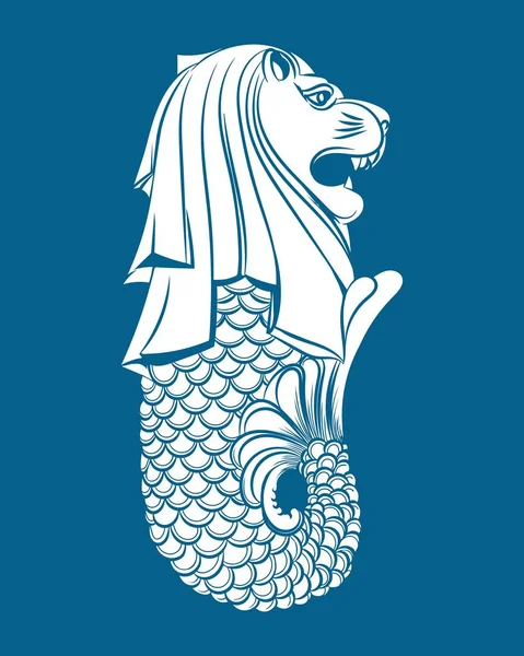 Estatua de Merlion en azul — Archivo Imágenes Vectoriales