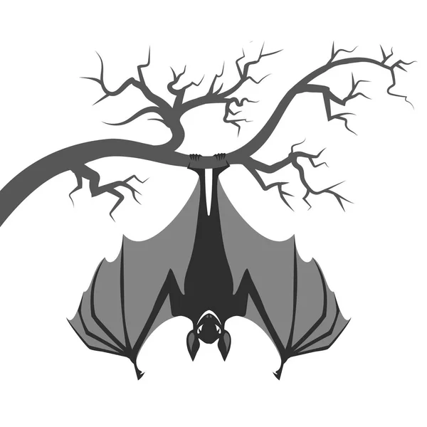 Bat on branch — Stock Vector