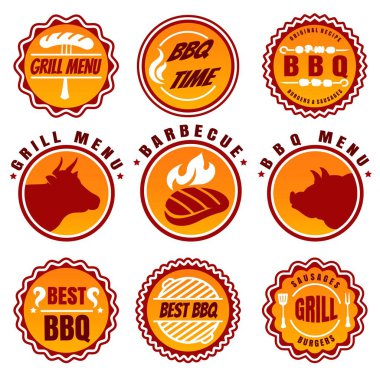 Barbekü etiketleri kümesi