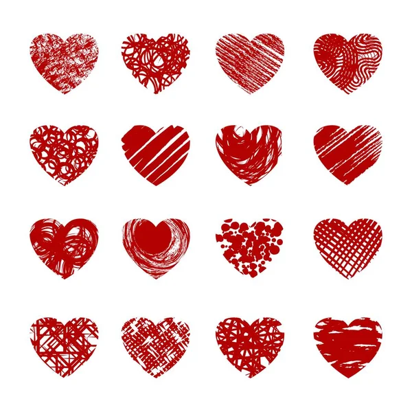 Esbozo rojo corazones — Archivo Imágenes Vectoriales