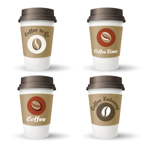Гарячі чашки для виймання кави — стоковий вектор