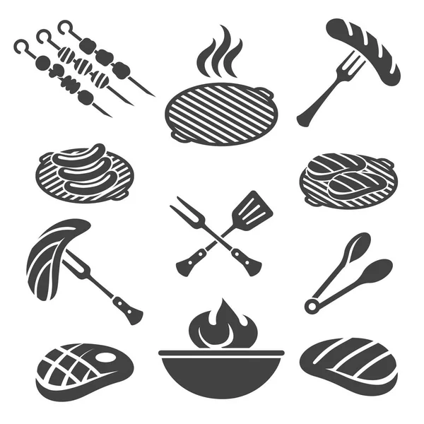 Barbacoa parrilla icono conjunto — Archivo Imágenes Vectoriales