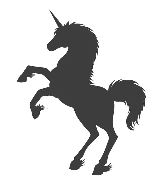 Einhorn Silhouette Vektor Fee Pferd Monochrom Illustration Magier Mädchen Fantasie — Stockvektor
