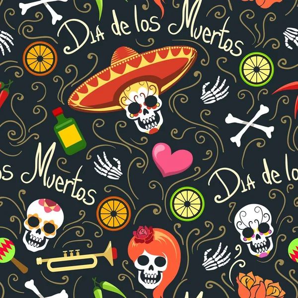 Patrón de costuras día muerto — Vector de stock