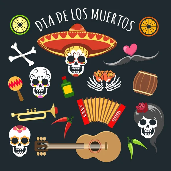 Elementos del día muerto — Vector de stock