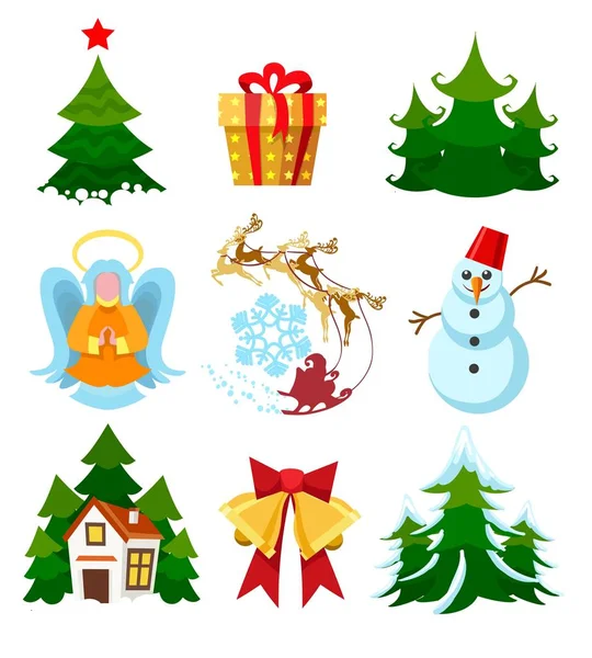 Iconos de Navidad de colores — Vector de stock