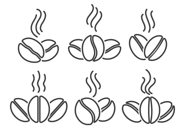 Coffee beans line icons set — Stock Vector