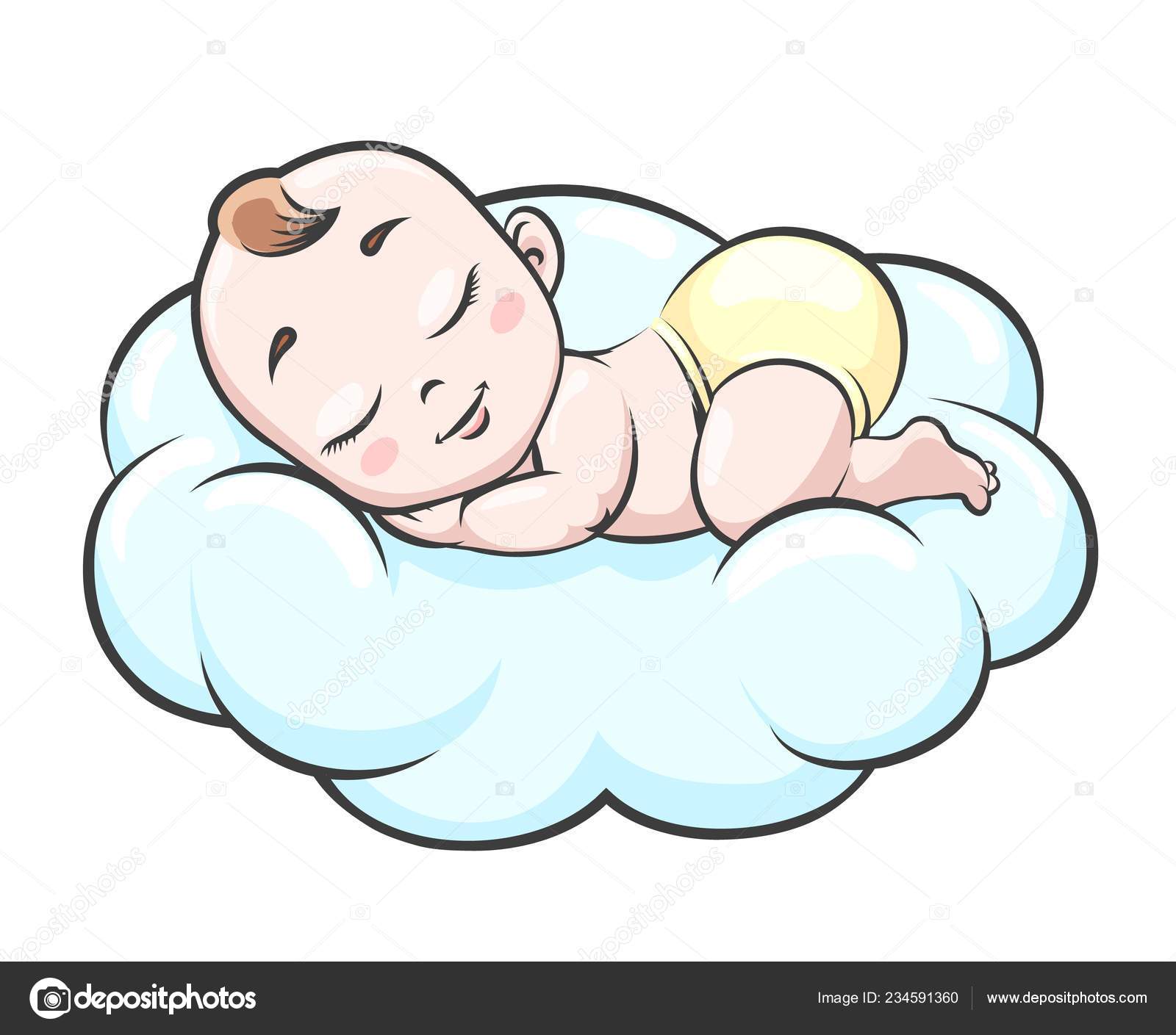 Bebé dormido en la nube Vector de stock #234591360 de ©vectortatu
