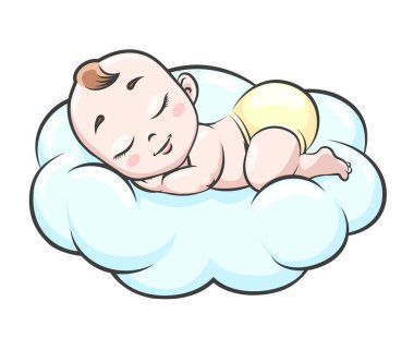 Bulut üzerinde uyuyan bebek