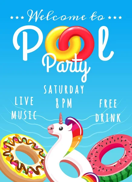 Pool party poster for kids — Stock Vector