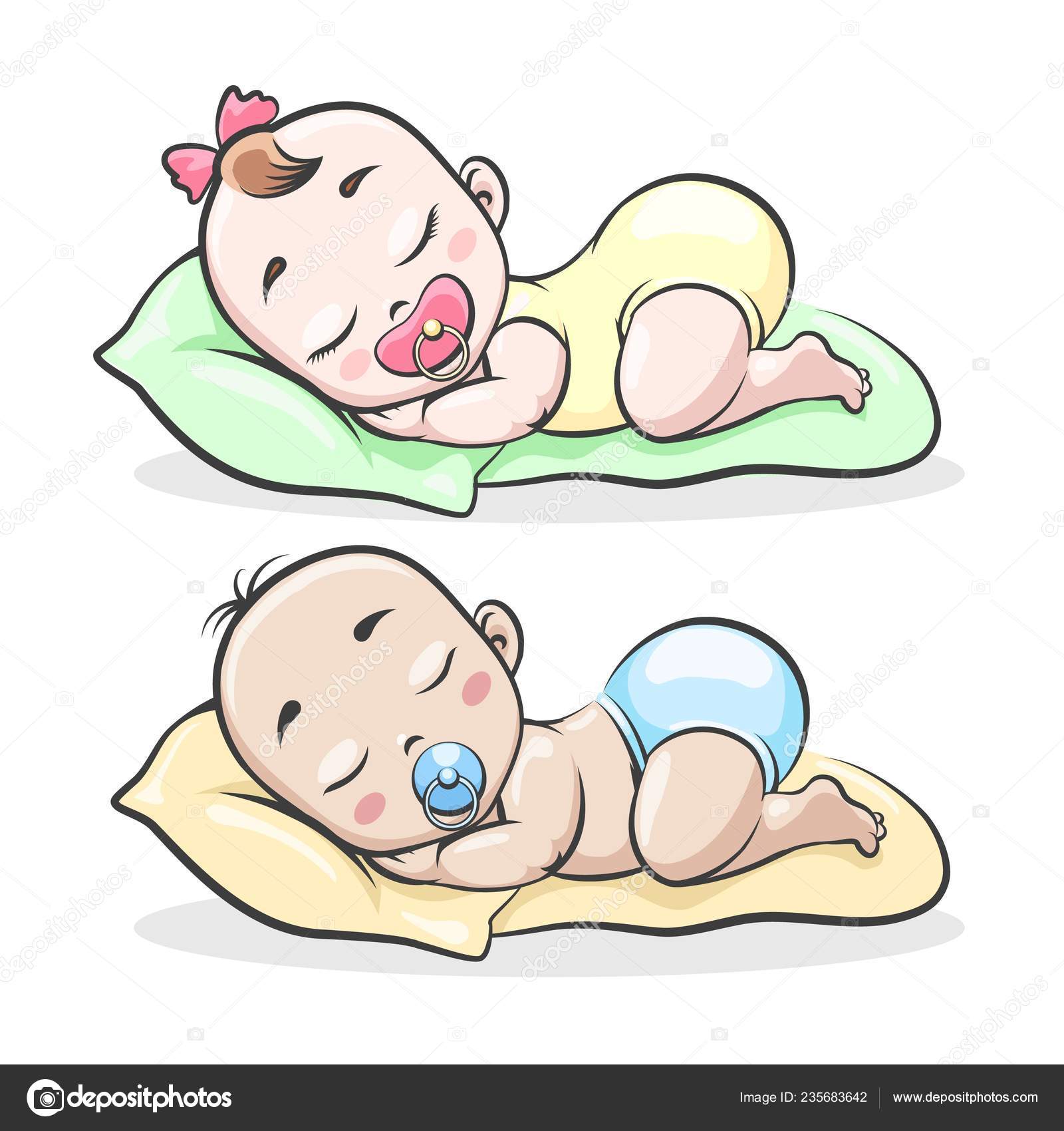 Dessin Anime Dormir Garcon Et Fille Image Vectorielle Par Vectortatu C Illustration