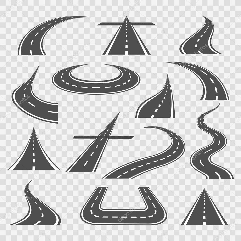 Road curves isolated on transparent