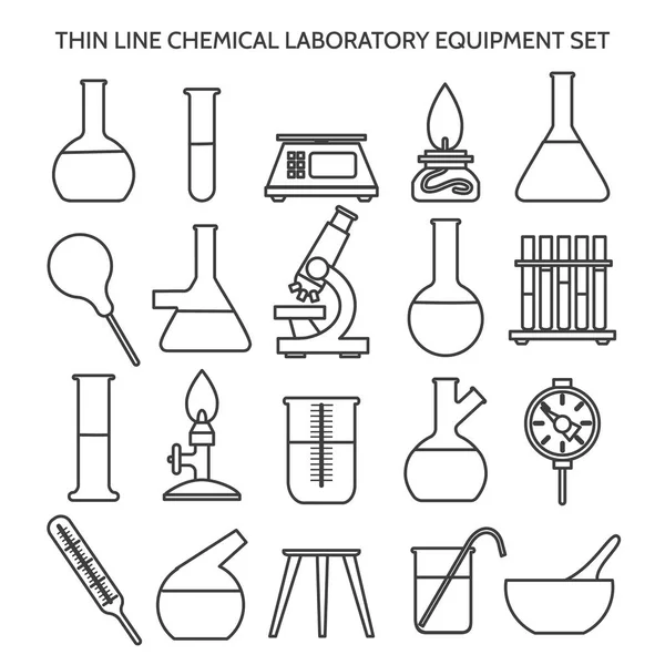 Kemiskt laboratorium utrustning linje ikoner — Stock vektor