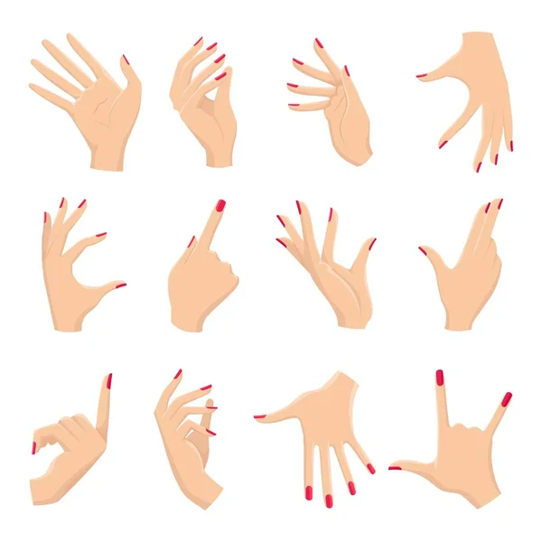 Mani femminili gesti — Vettoriale Stock