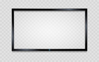 LCD ekran çerçevesi. Boş tv karesi ile yansıtıcı perde izole yansıması ile şeffaf, vektör boş bardak monitörde