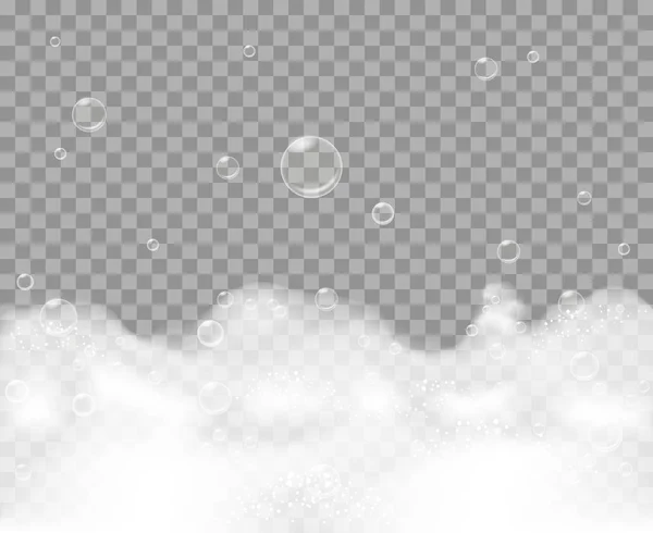 Espuma de jabón sobre fondo transparente — Vector de stock