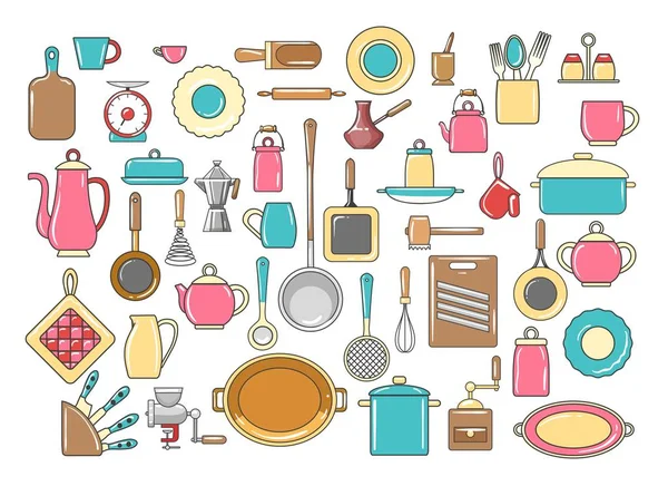 Set de utensilios de cocina rústicos — Archivo Imágenes Vectoriales