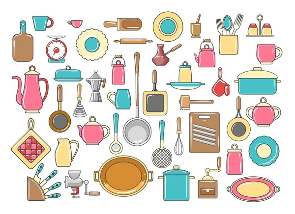 Set de utensilios de cocina rústicos — Vector de stock