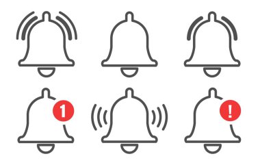 Bildirim zil anahat Icons set