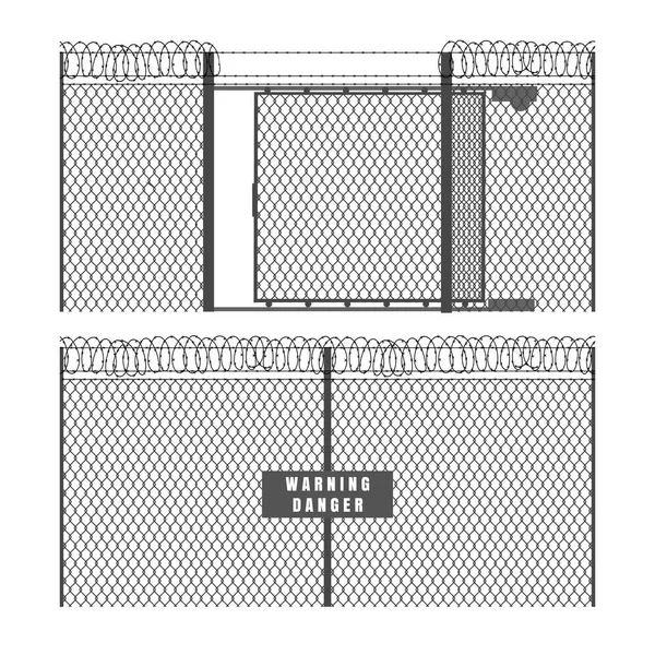 Valla de seguridad y puerta — Archivo Imágenes Vectoriales