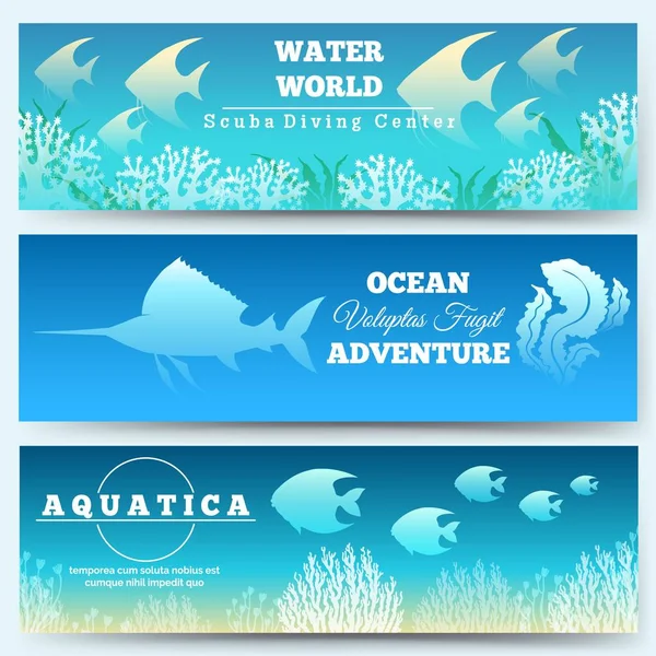 Underwater scen banners — Stock vektor