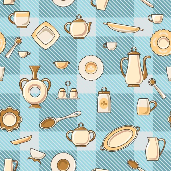 Vaisselle motif sans couture — Image vectorielle