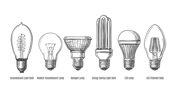 Esquisse des ampoules noires — Image vectorielle