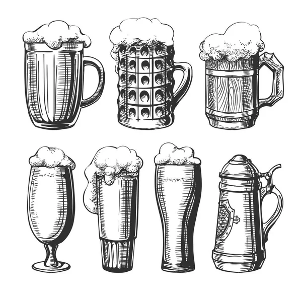 Boceto de taza de vidrio de cerveza — Vector de stock