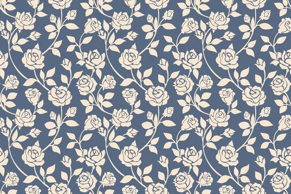 Modré růže květinové bezešvé vzory — Stockový vektor