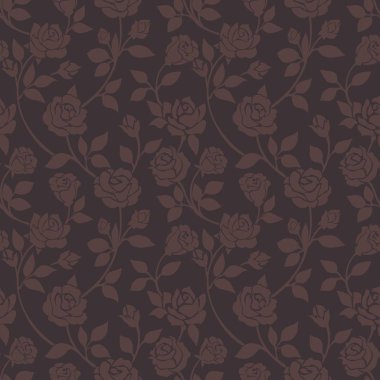 Klasik güller dikişsiz koyu desen