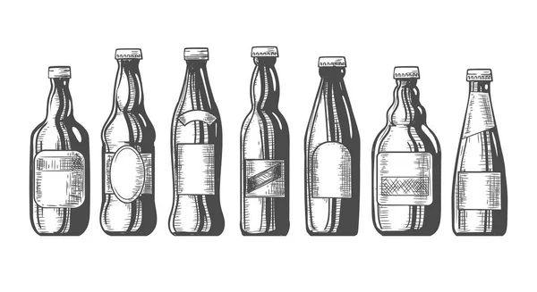 Bierflaschen skizzieren Ikonen — Stockvektor