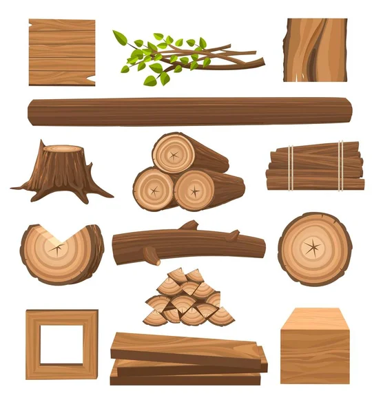 Stacked timbers and firewood logs — Stock Vector