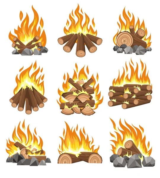 Bonfire firewood set — Stock Vector