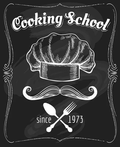 Escuela de cocina pizarra cartel — Vector de stock