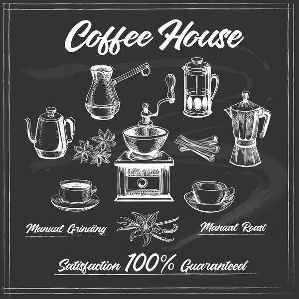 Coffee House poszter a palatboard — Stock Vector