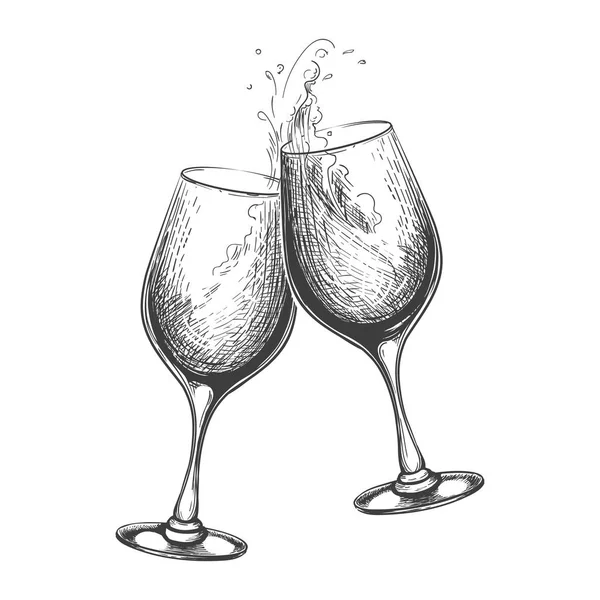 Brindisi al vino disegnato a mano — Vettoriale Stock