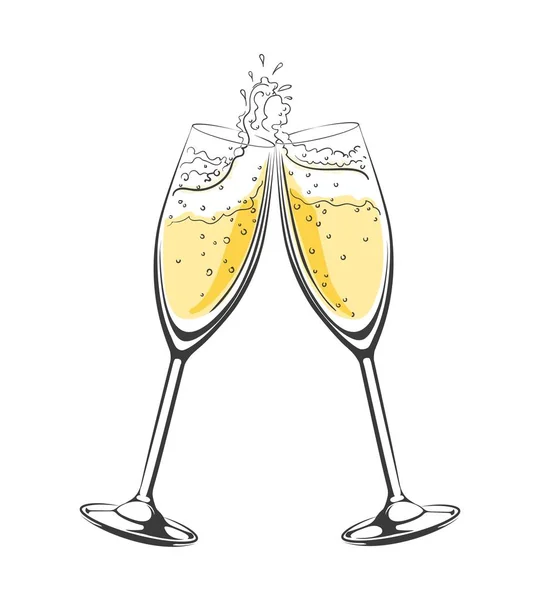 Champagne cheers sketch — Stock Vector