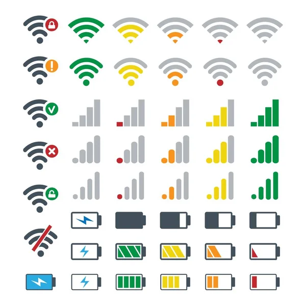 Telefoon gadgets batterij en signaal — Stockvector