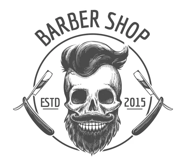Calaveras barbería logo — Vector de stock
