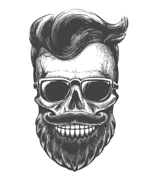 Sakallı kafatası suratlı dövme.