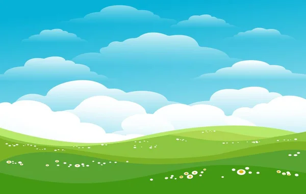 Modrá obloha zelené kopce horizont — Stockový vektor