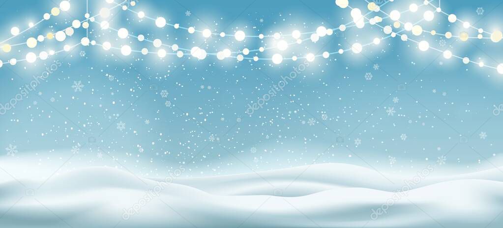 Snowy lights scene background