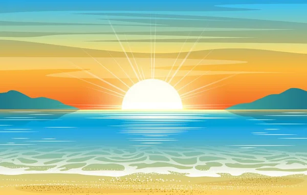 Paysage marin coucher de soleil fond — Image vectorielle