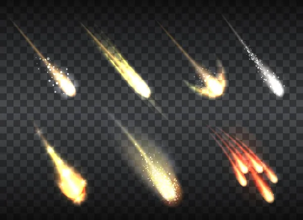 Падающие кометы, установленные на прозрачные — стоковый вектор