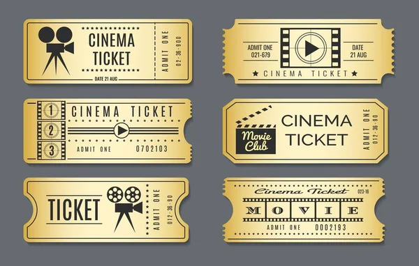 Billets de cinéma vintage en carton — Image vectorielle