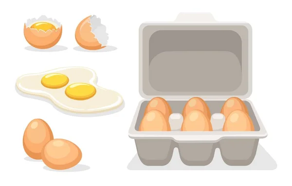 Catroon ovos de galinha quebrados —  Vetores de Stock
