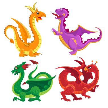 Şirin ortaçağ ejderhaları.