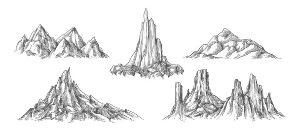 Krajobraz ręcznie rysowanych gór — Wektor stockowy