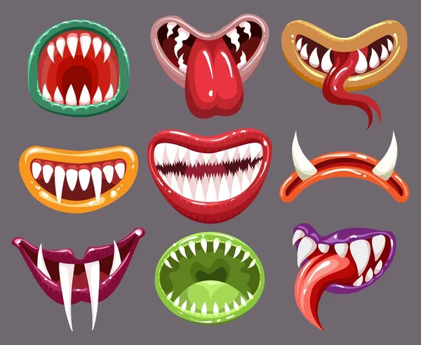 Conjunto de bocas monstruo — Archivo Imágenes Vectoriales