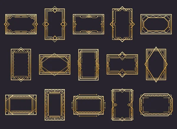 Gouden art deco lijn frames — Stockvector